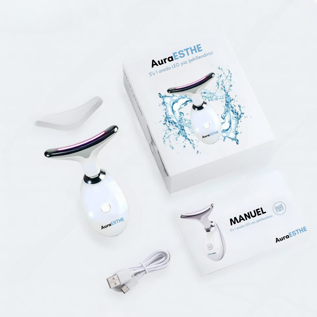 AuraESTHE 3'ü 1 arada LED Yüz Şekillendirici + 4 ÜCRETSİZ Hediye