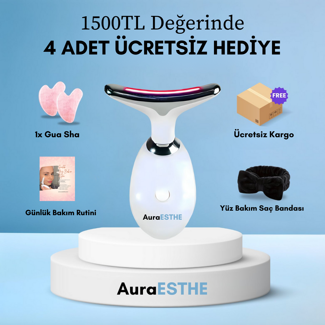 AuraESTHE 3'ü 1 arada LED Yüz Şekillendirici + 4 ÜCRETSİZ Hediye