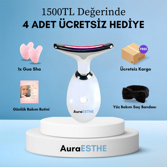 AuraESTHE 3'ü 1 arada LED Yüz Şekillendirici + 4 ÜCRETSİZ Hediye